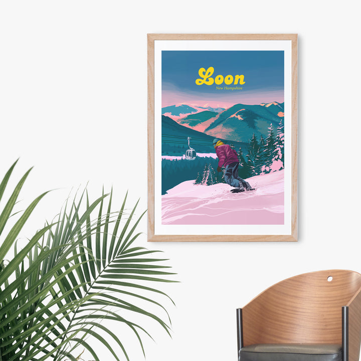 Loon Mountain Ski Resort New Hampshire Snowboarding Travel Poster