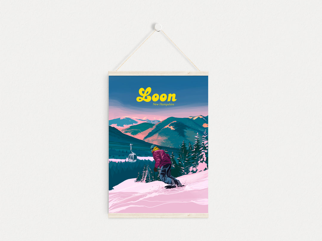 Loon Mountain Ski Resort New Hampshire Snowboarding Travel Poster