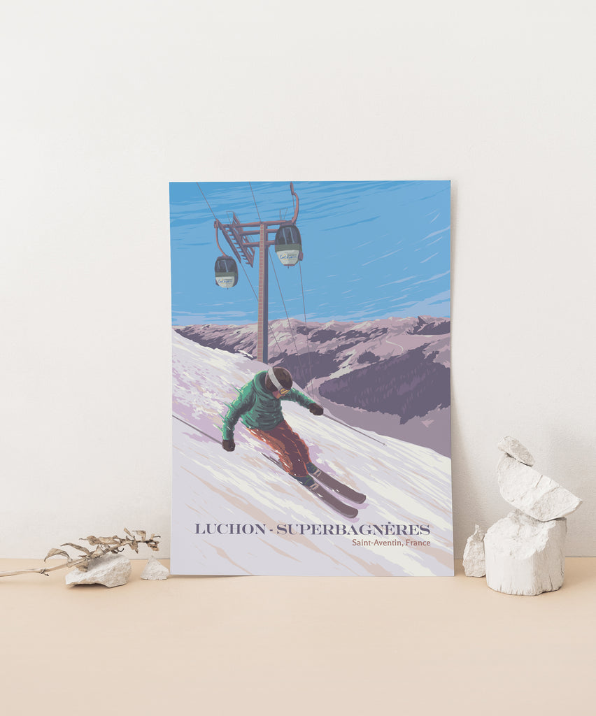 Affiche Ancienne Superbagnères Luchon 1932 - Station De Ski - Plastifiée - Occasion