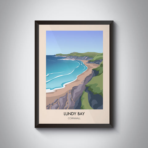 Lundy Bay Cornwall Modern Travel Poster
