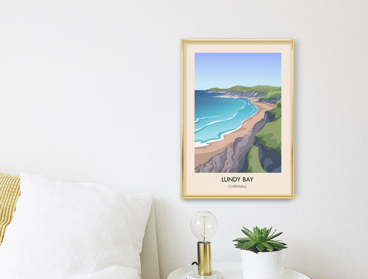 Lundy Bay Cornwall Modern Travel Poster