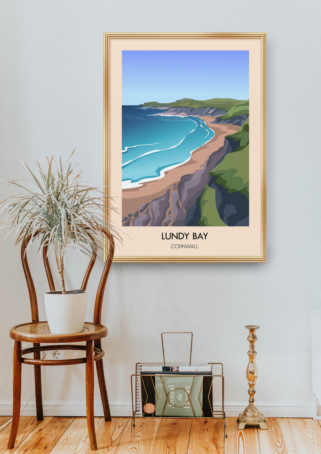 Lundy Bay Cornwall Modern Travel Poster