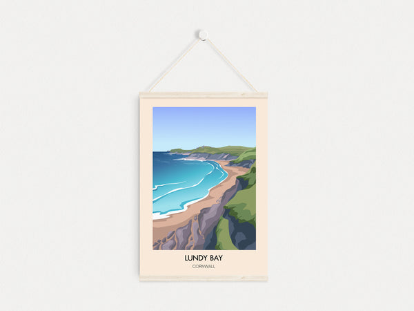 Lundy Bay Cornwall Modern Travel Poster