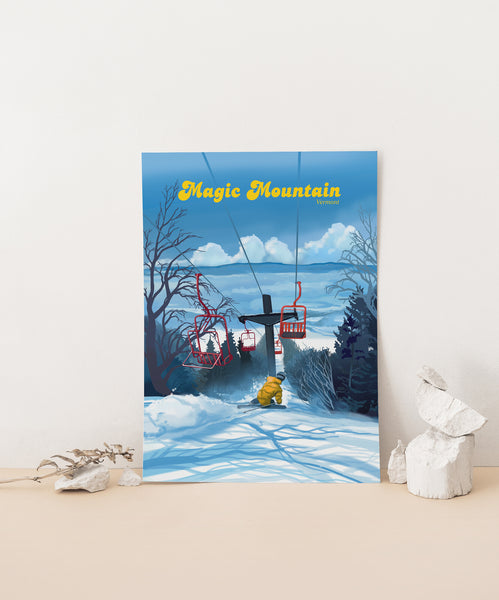 Magic Mountain Vermont Ski Resort Travel Poster
