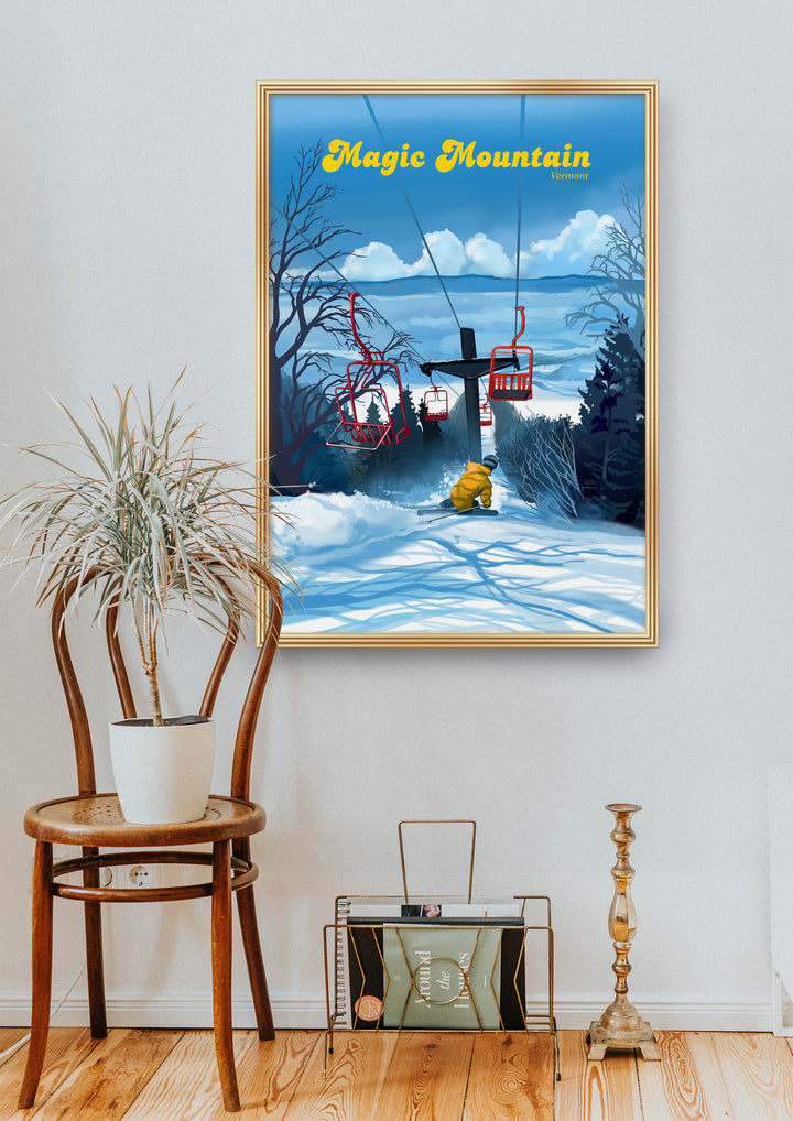 Magic Mountain Vermont Ski Resort Travel Poster