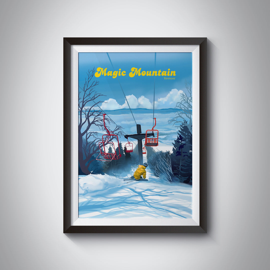 Magic Mountain Vermont Ski Resort Travel Poster