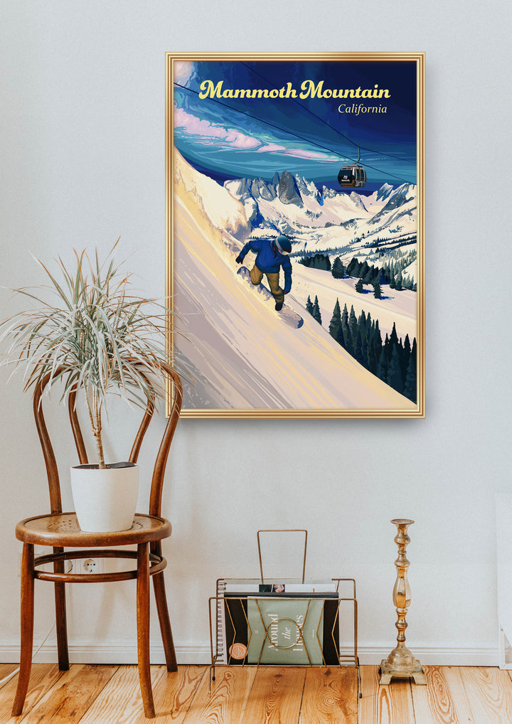 Mammoth Mountain Snowboarding Travel Poster