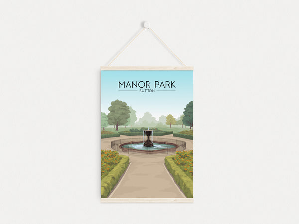 Manor Park Sutton Travel Poster