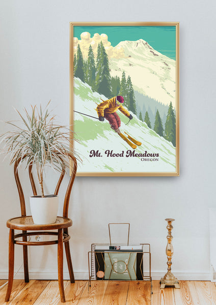 Mt Hood Meadows Oregon Ski Resort Travel Poster