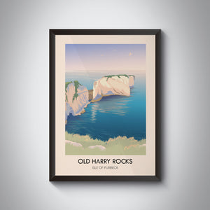 Old Harry Rocks Dorset Seaside Travel Poster