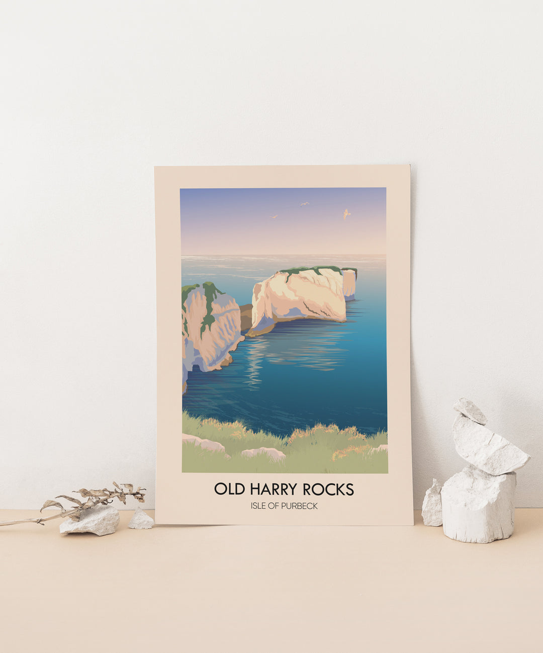 Old Harry Rocks Dorset Seaside Travel Poster