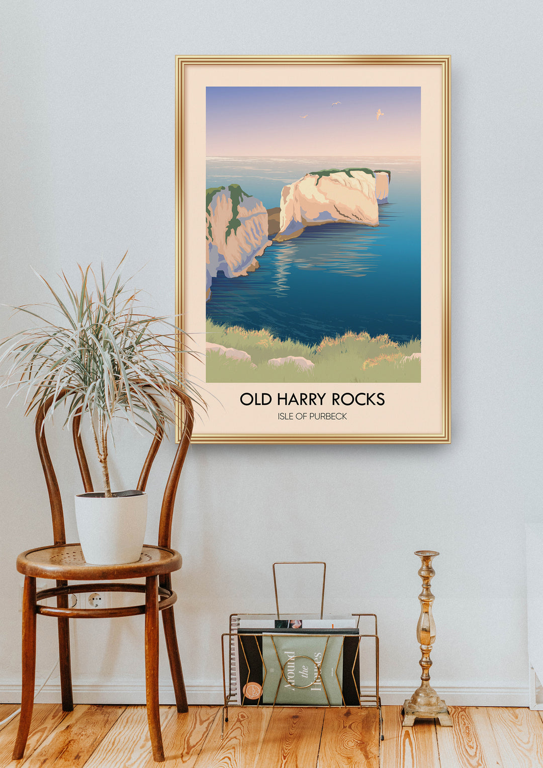 Old Harry Rocks Dorset Seaside Travel Poster