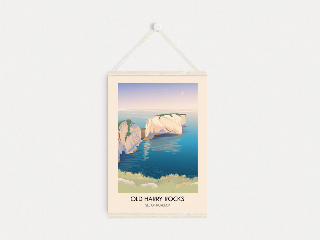 Old Harry Rocks Dorset Seaside Travel Poster