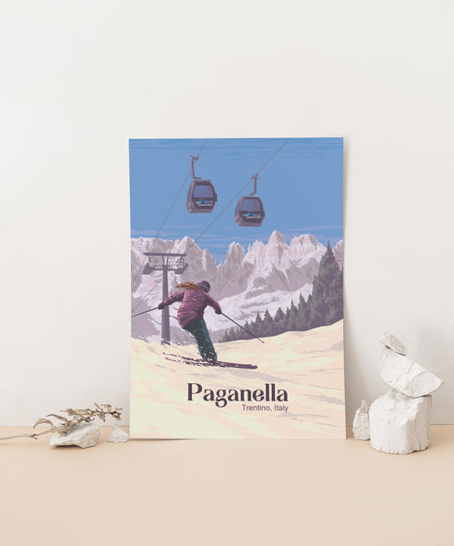Paganella Ski Resort Travel Poster