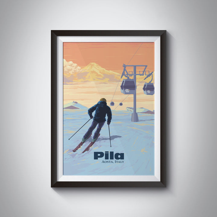 Pila Aosta Italy Ski Resort Travel Poster