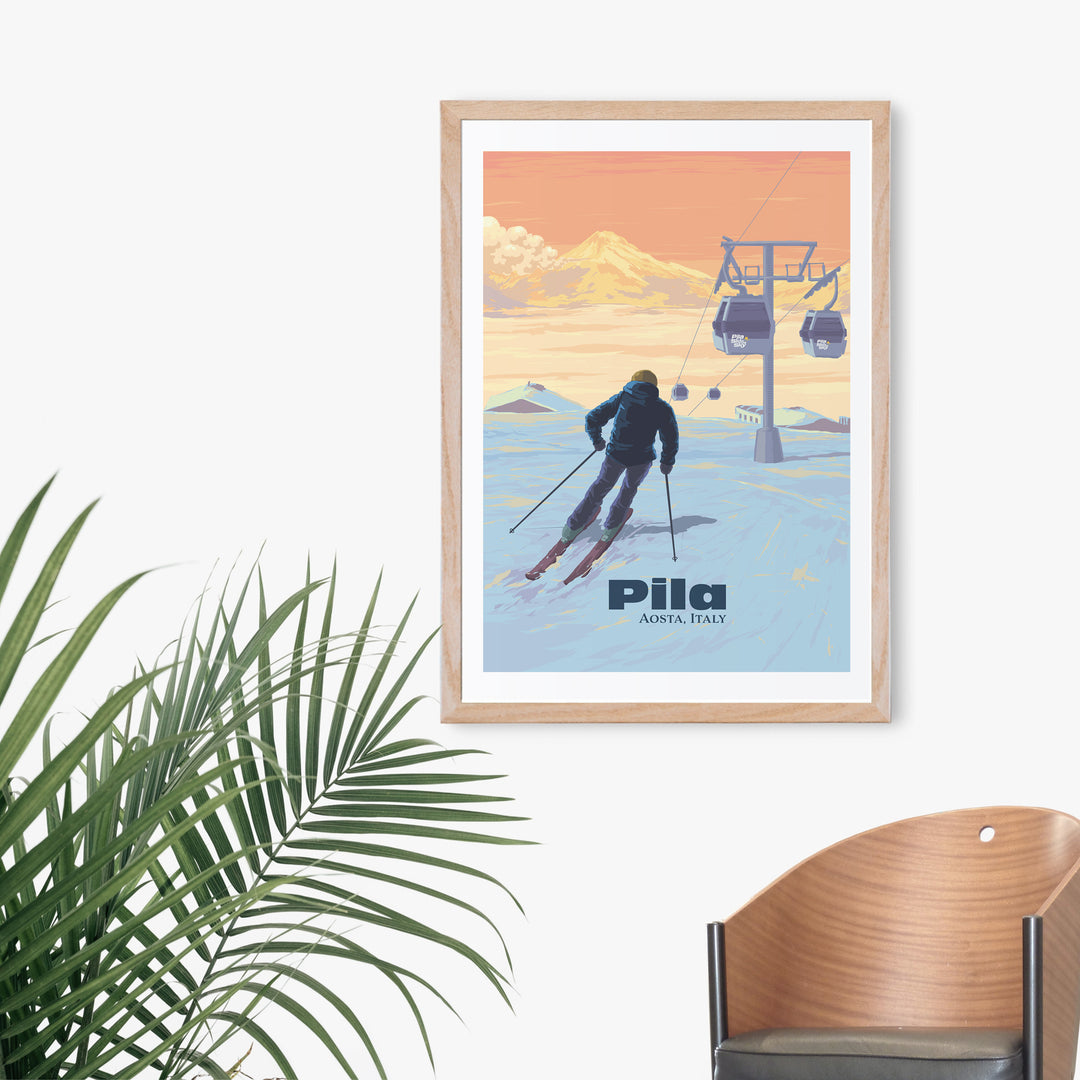 Pila Aosta Italy Ski Resort Travel Poster