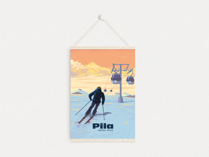 Pila Aosta Italy Ski Resort Travel Poster