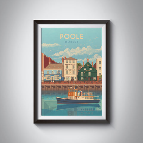Poole Dorset Seaside Travel Poster