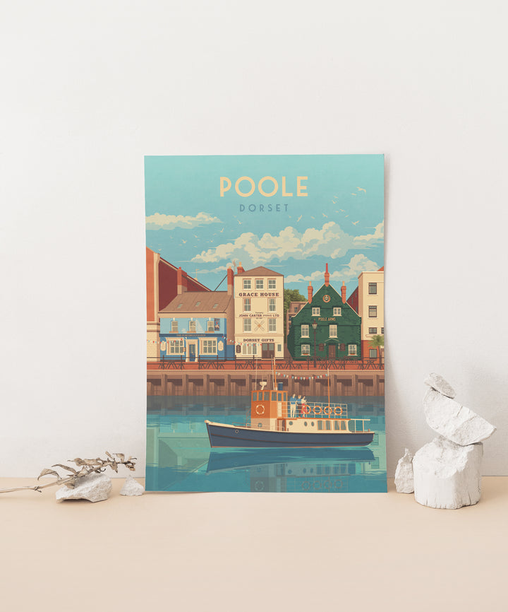 Poole Dorset Seaside Travel Poster