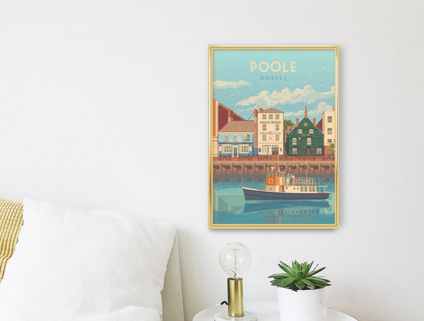 Poole Dorset Seaside Travel Poster