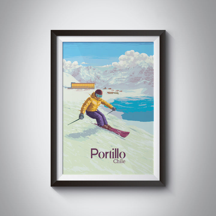 Portillo Chile Ski Resort Travel Poster