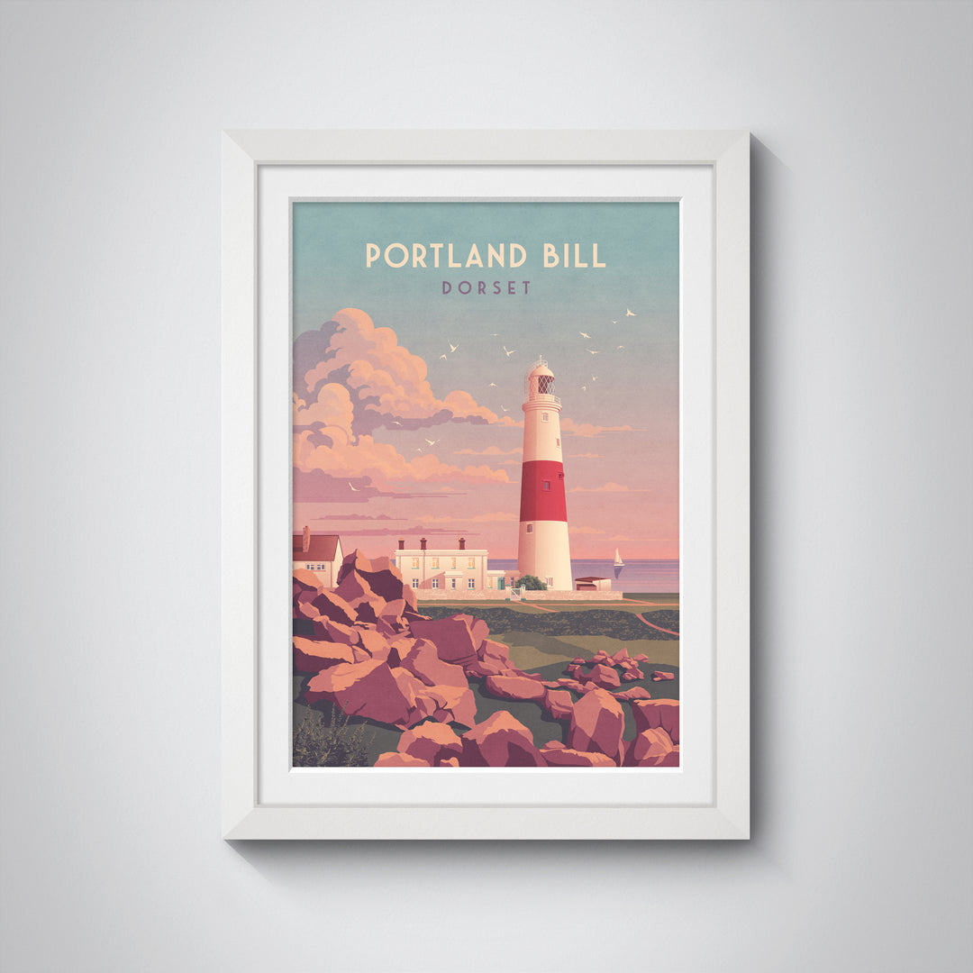 Portland Bill Lighthouse Dorset Travel Poster