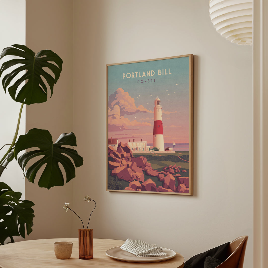 Portland Bill Lighthouse Dorset Travel Poster