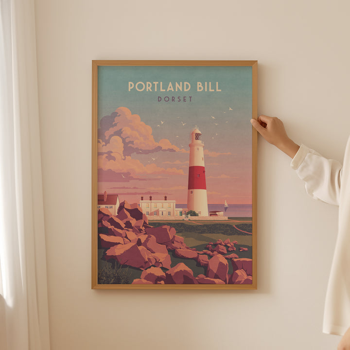 Portland Bill Lighthouse Dorset Travel Poster