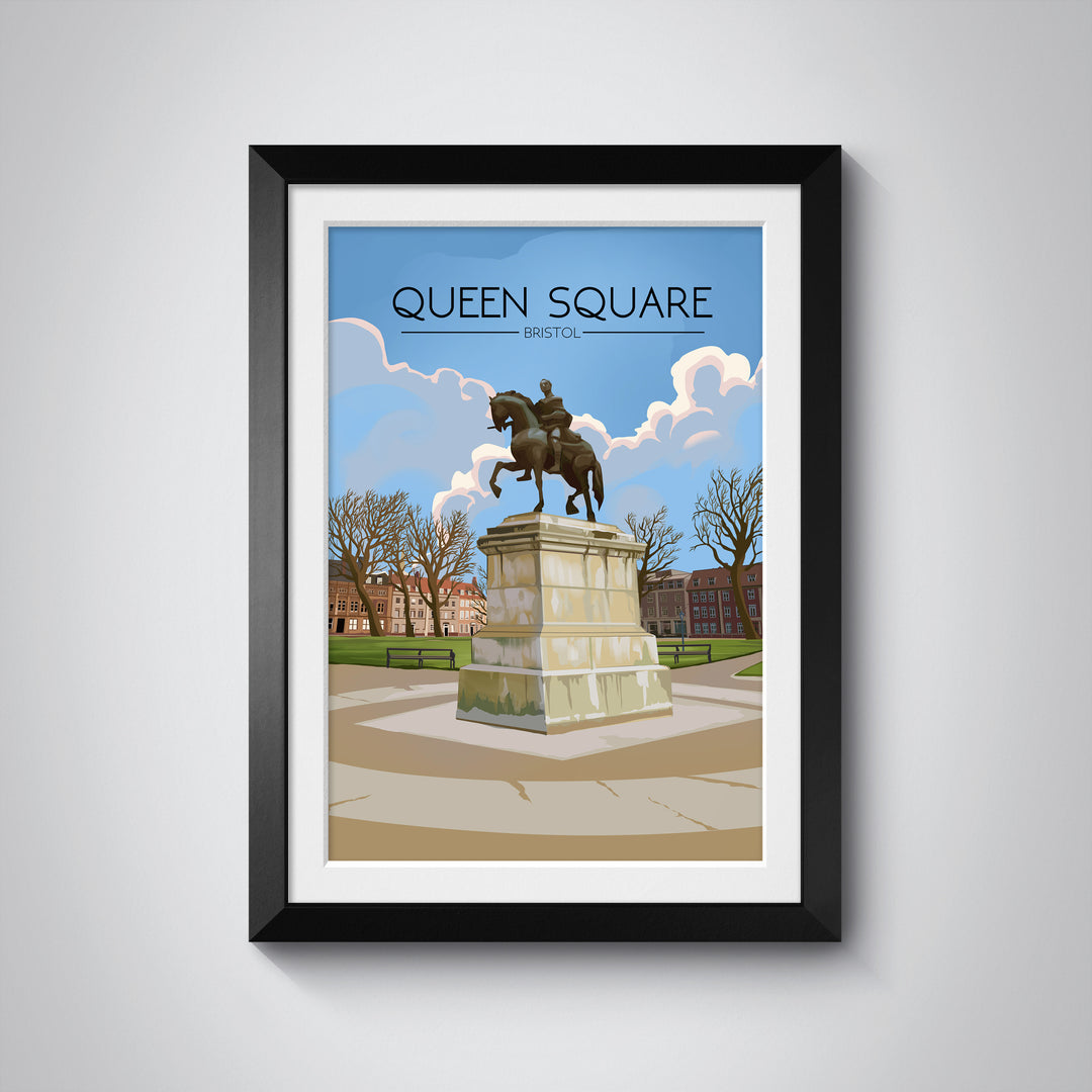 Queen Square Bristol Travel Poster