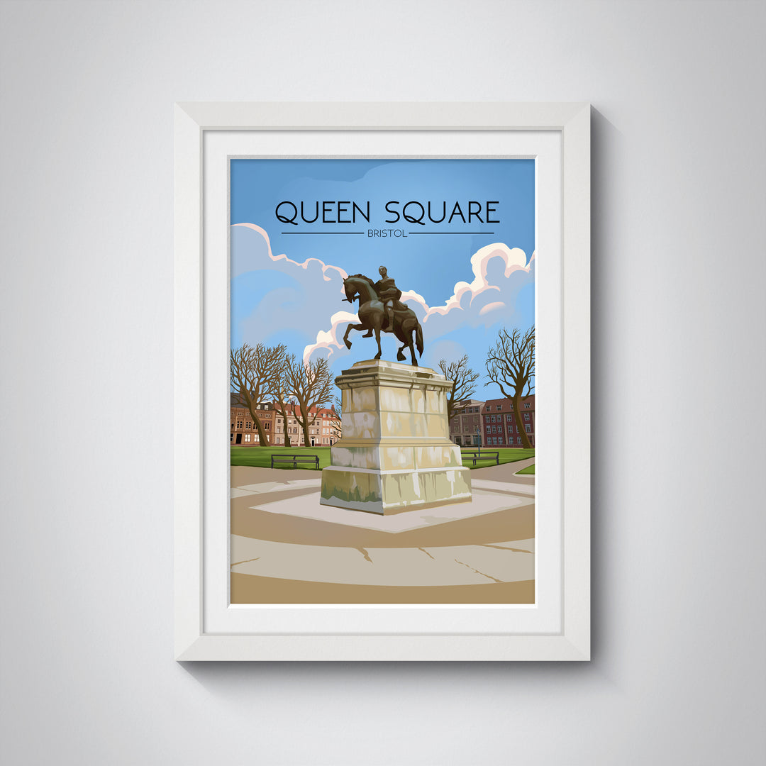 Queen Square Bristol Travel Poster