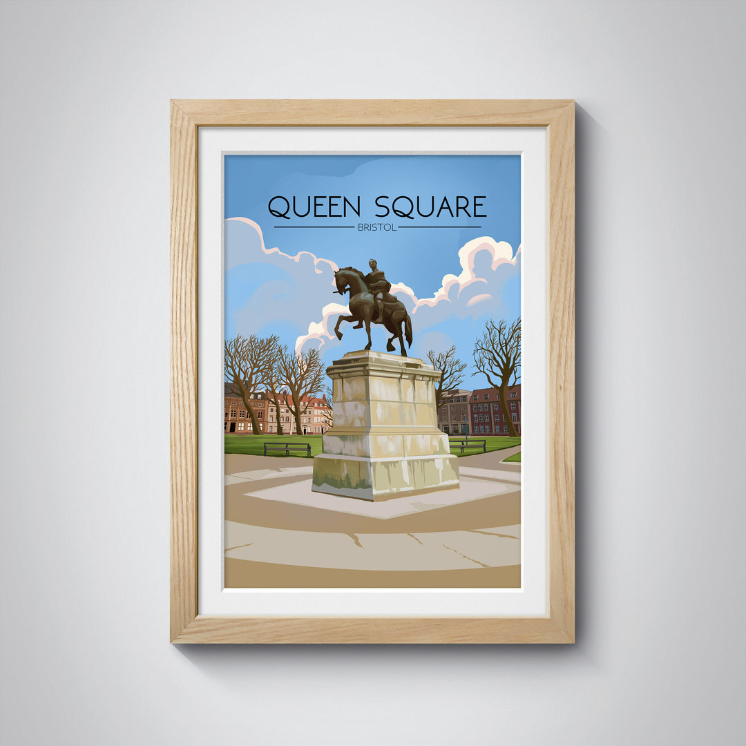 Queen Square Bristol Travel Poster