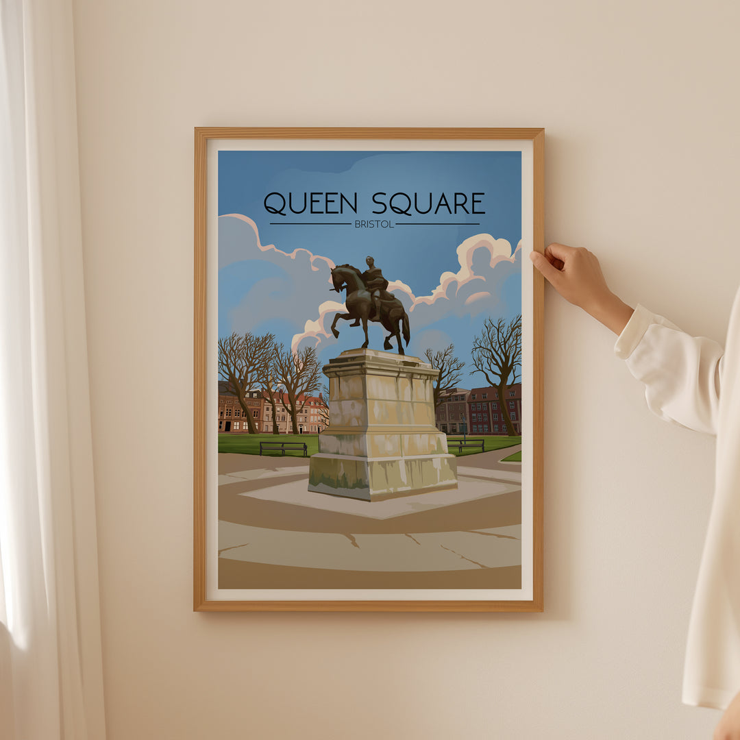 Queen Square Bristol Travel Poster