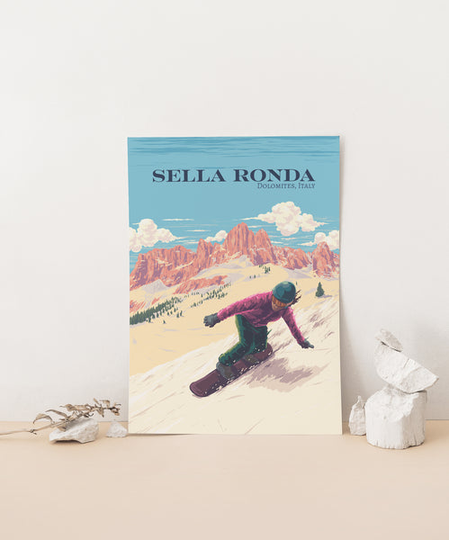 Sella Ronda Ski Circuit Italy Travel Poster