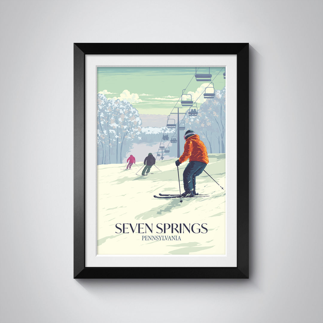 Seven Springs Pennsylvania USA Ski Resort Travel Poster