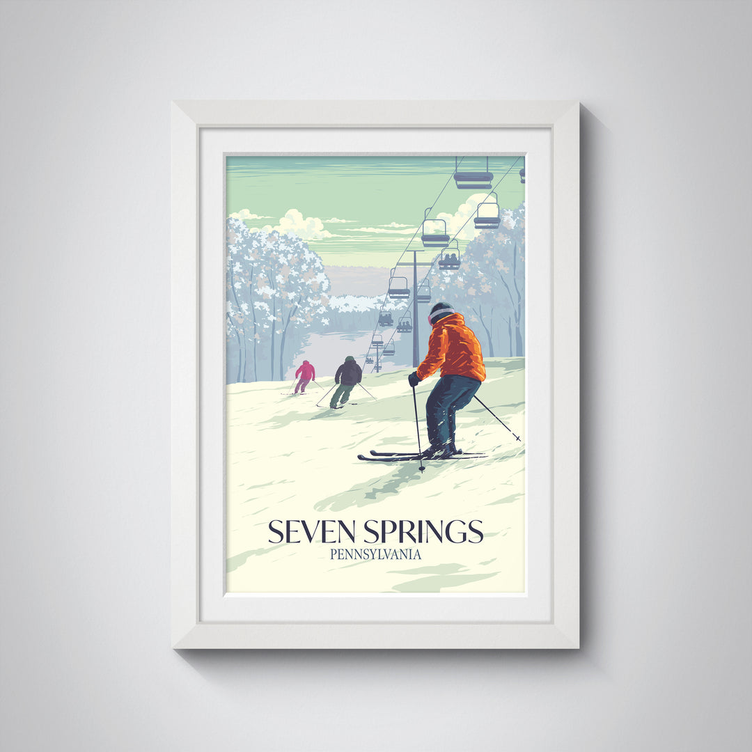 Seven Springs Pennsylvania USA Ski Resort Travel Poster