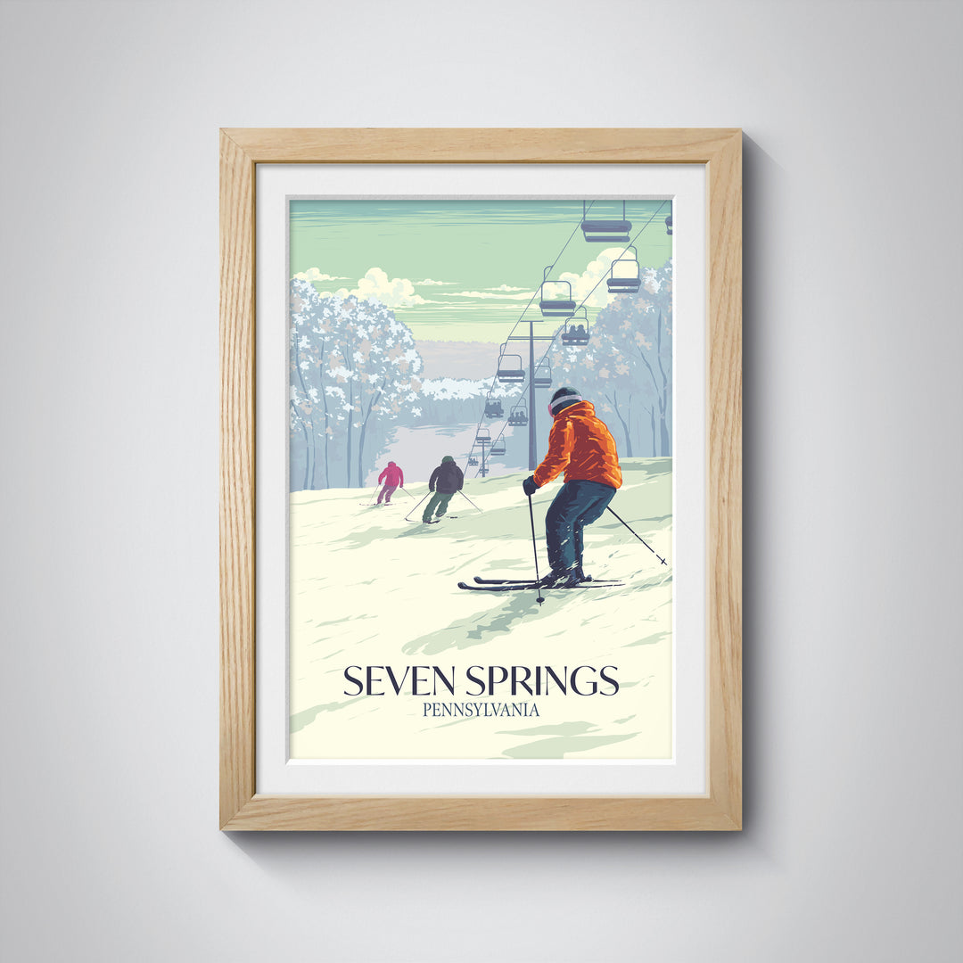 Seven Springs Pennsylvania USA Ski Resort Travel Poster