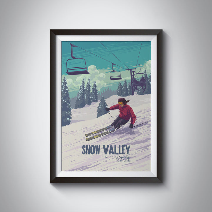 Snow Valley California Ski Resort Travel Poster