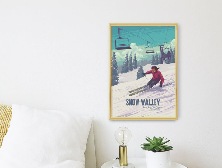 Snow Valley California Ski Resort Travel Poster