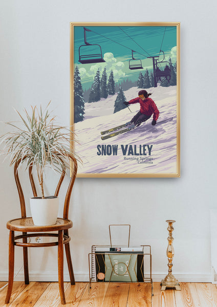 Snow Valley California Ski Resort Travel Poster