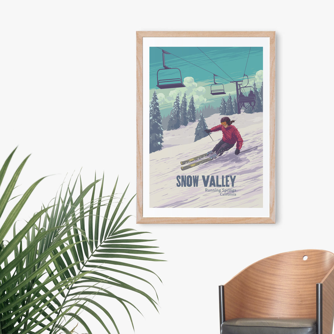 Snow Valley California Ski Resort Travel Poster