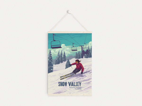 Snow Valley California Ski Resort Travel Poster