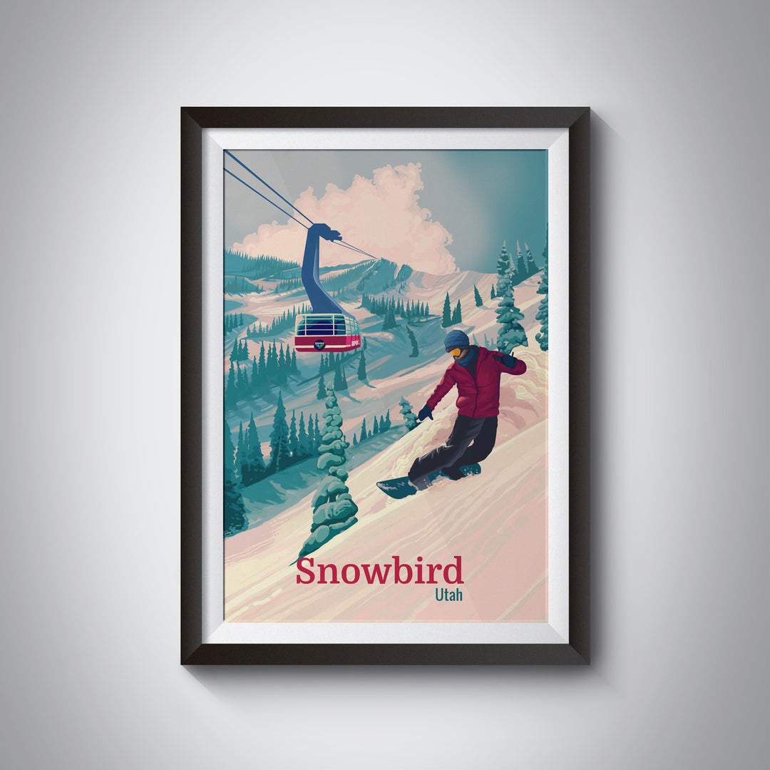 Snowbird Snowboarding Travel Poster