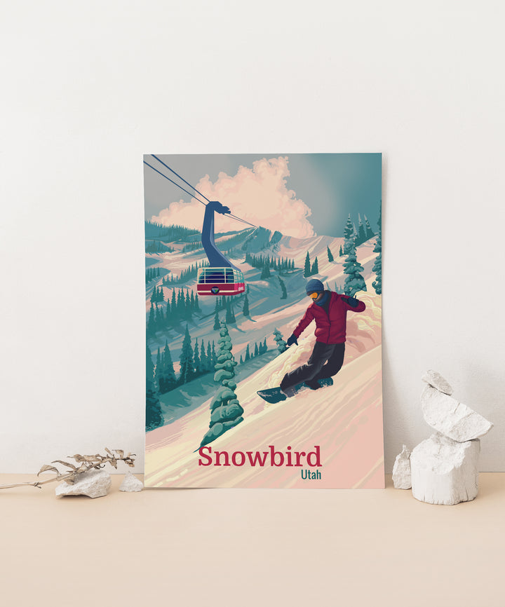 Snowbird Snowboarding Travel Poster