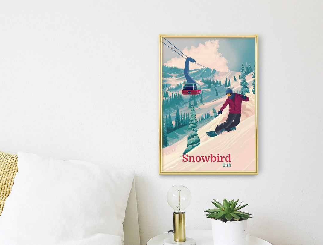 Snowbird Snowboarding Travel Poster