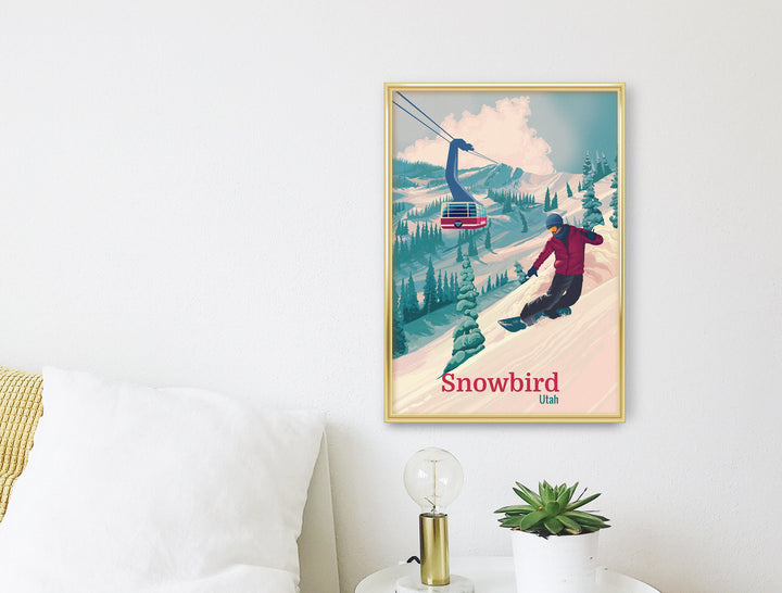 Snowbird Snowboarding Travel Poster