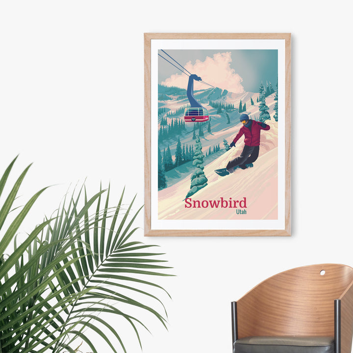 Snowbird Snowboarding Travel Poster