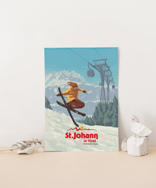 St Johann Ski Resort Travel Poster