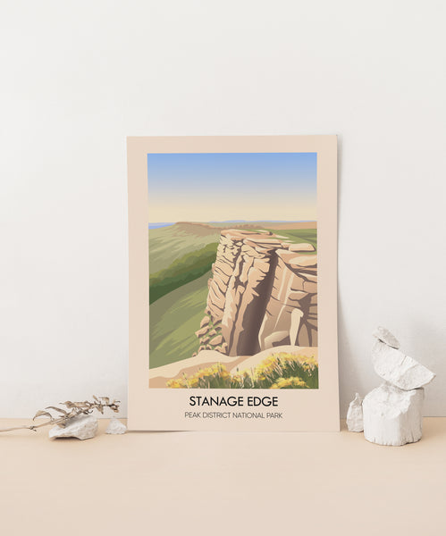 Stanage Edge Peak District National Park Travel Poster