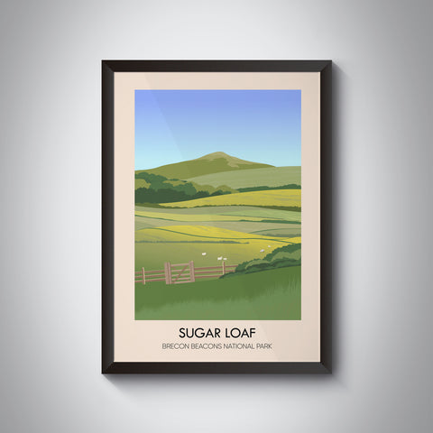 Sugar Loaf Brecon Beacons National Park Wales Travel Poster