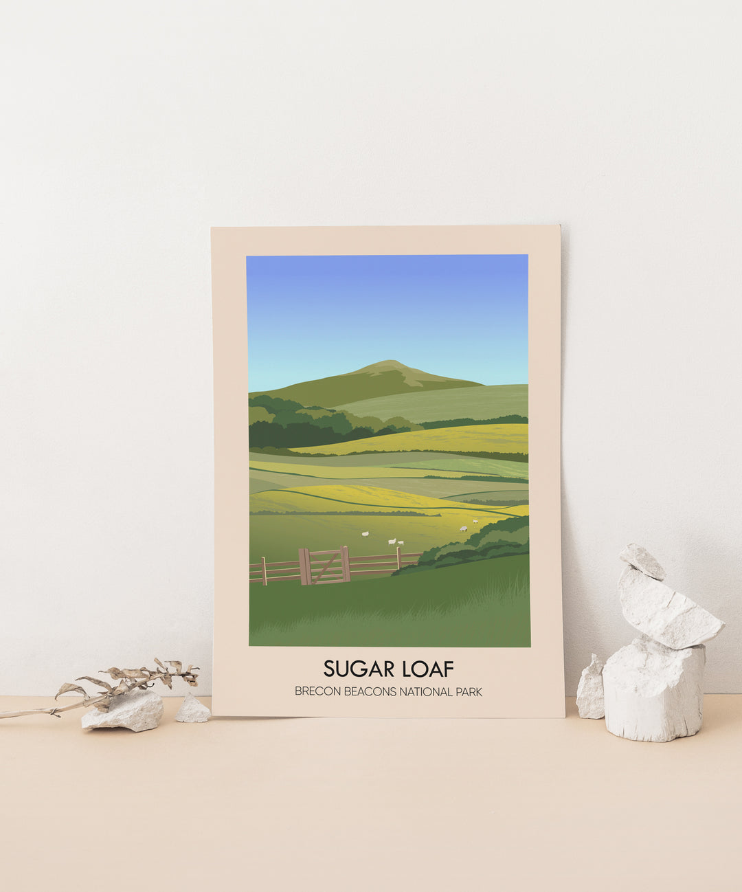 Sugar Loaf Brecon Beacons National Park Wales Travel Poster